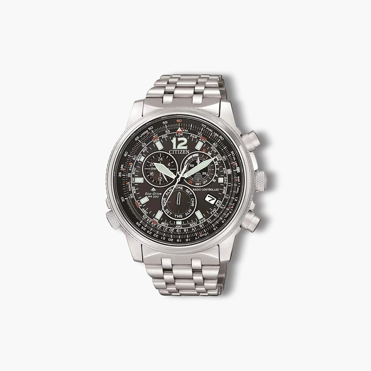 Reloj Citizen Crono Pilot CB5860-86E cronógrafo acero esfera negra