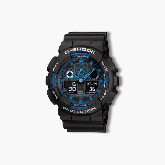 Reloj Casio G-Shock GA-100-1A2ER analógico digital negro y azul