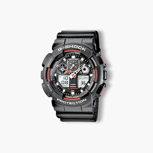 Reloj Casio G-Shock GA-100-1A4ER analógico digital negro y rojo