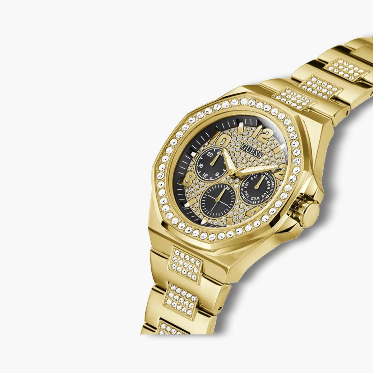 Reloj Guess Empire GW0785G2 acero dorado esfera negra circonita