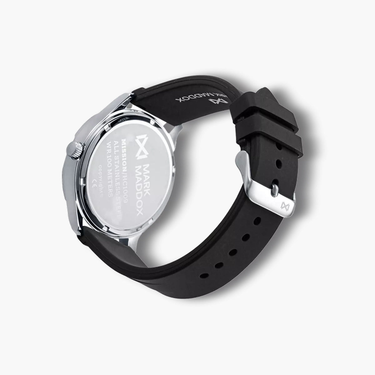 Reloj Mark Maddox Mission HC1009-16 negro esfera gris