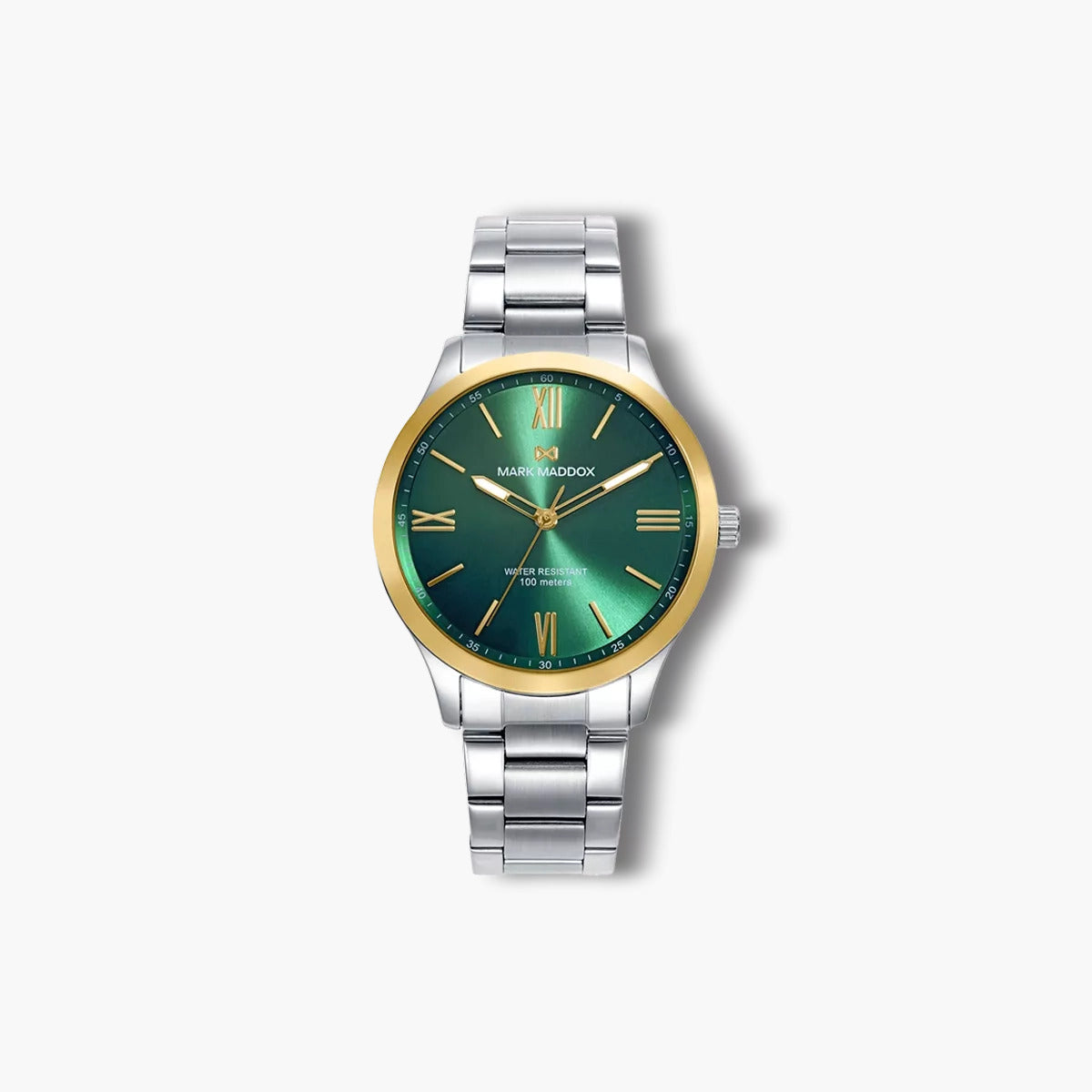 Reloj Mark Maddox Marais HM1018-63 acero esfera verde y dorada