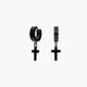 Pendientes de aro colgante cruz de acero negro 14 mm