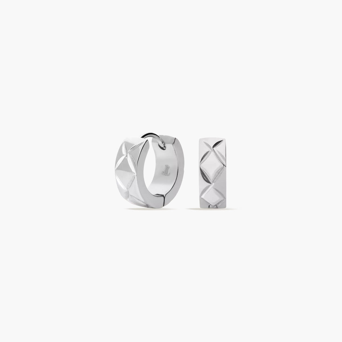 Pendientes de aro dibujo rombo de acero 13 mm