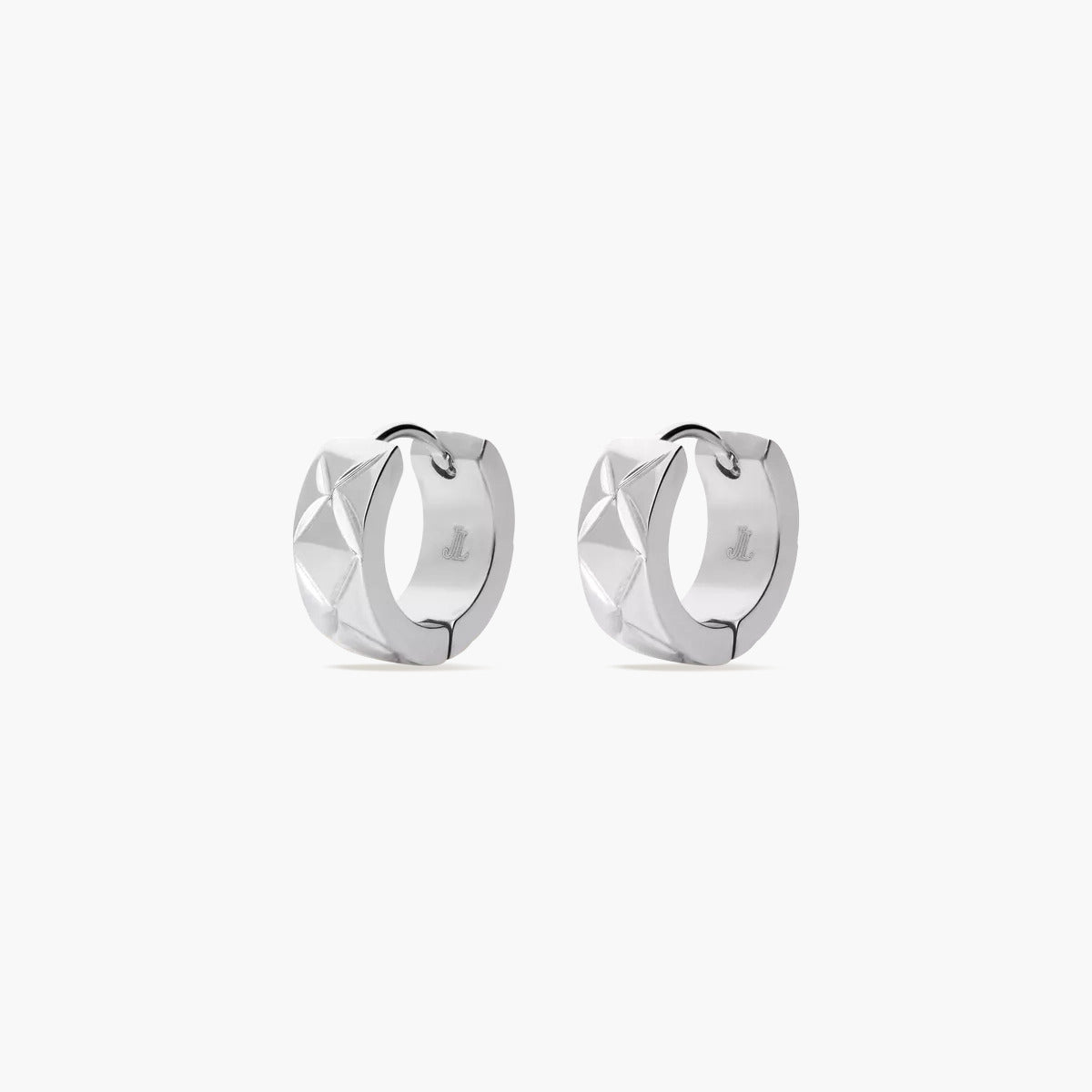 Pendientes de aro dibujo rombo de acero 13 mm