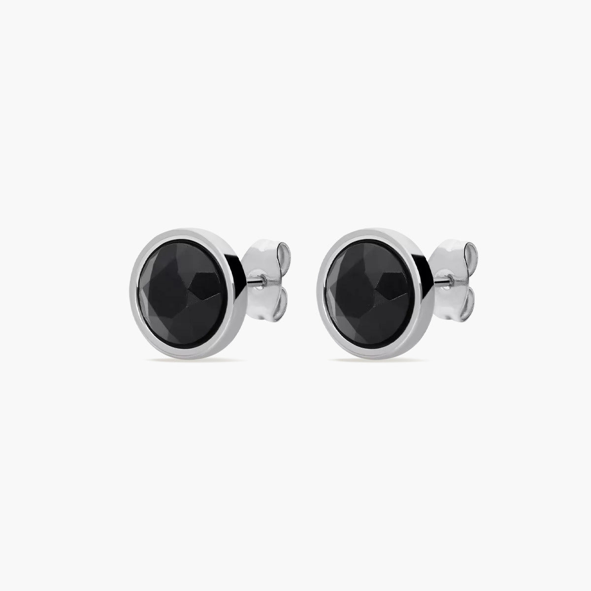 Pendientes redondos de acero negro 10 mm