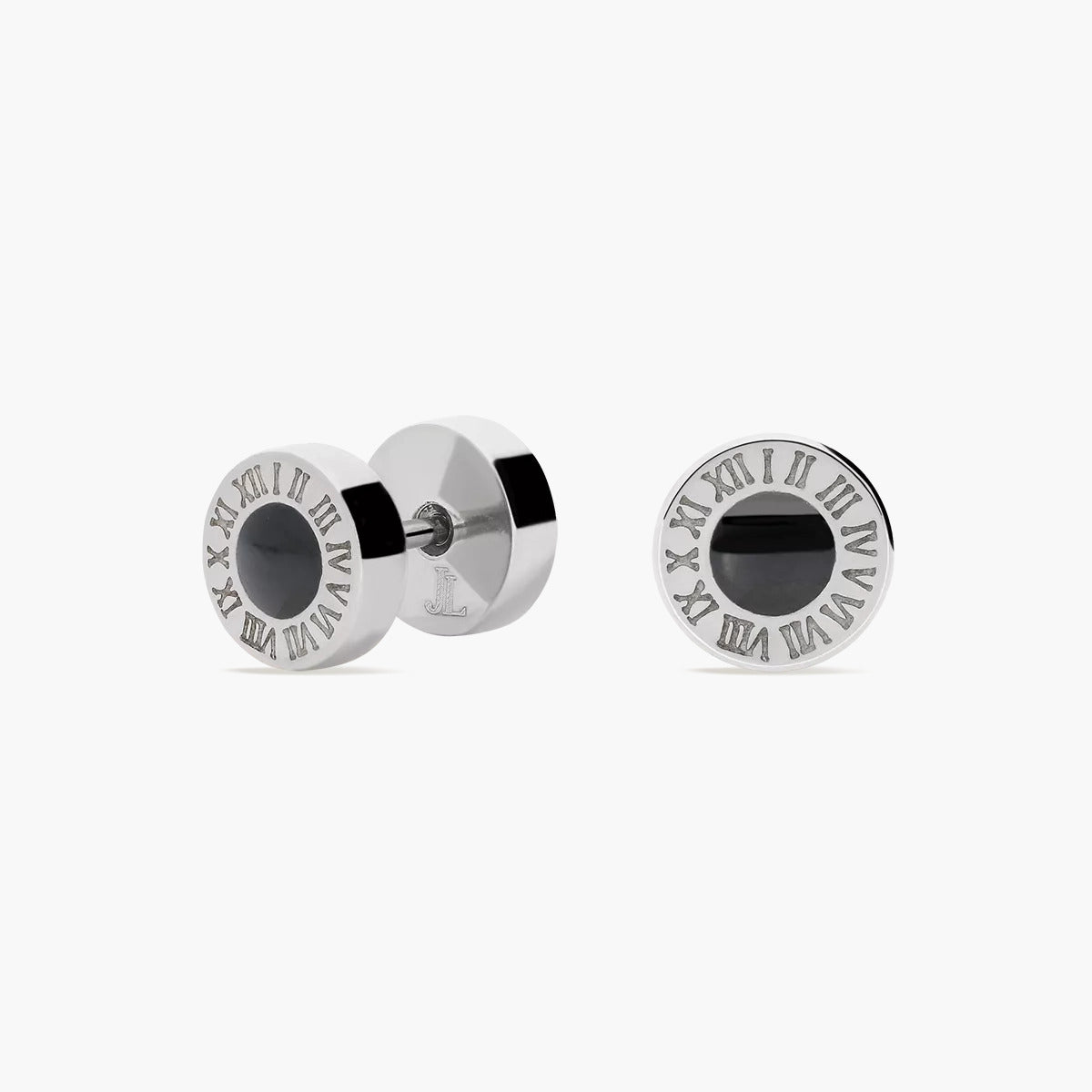 Pendientes redondos de acero negro 8 mm