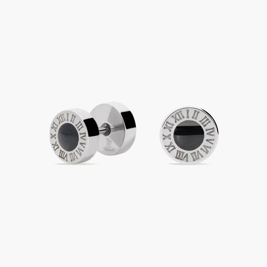 Pendientes redondos de acero negro 8 mm