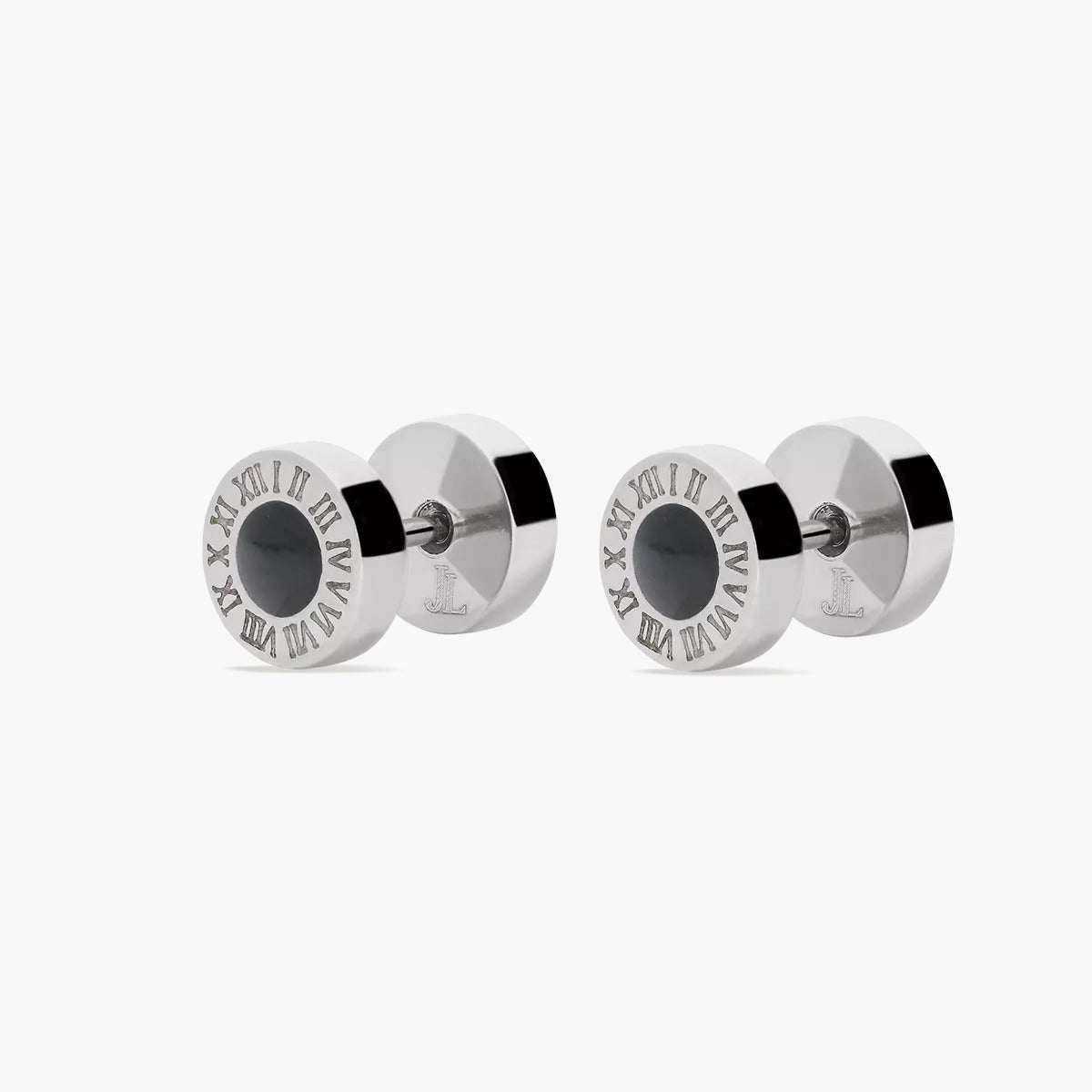 Pendientes redondos de acero negro 8 mm