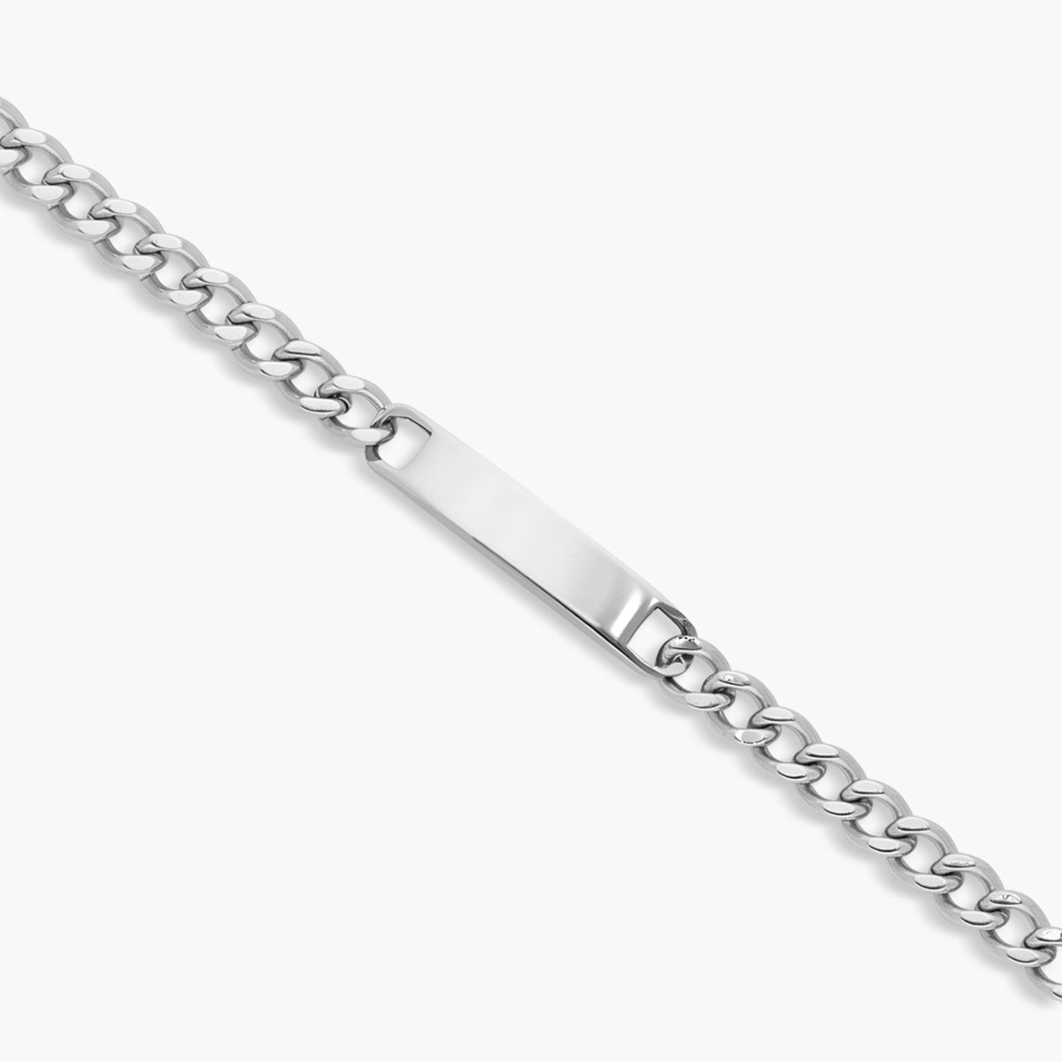 Pulsera esclava de acero barbada con chapa lisa 21 cm