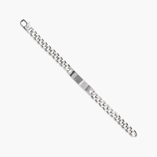 Pulsera esclava de acero barbada con chapa lisa 21 cm