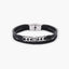 Pulsera de cuero trenzado negro y Rosa de los Vientos 21 cm