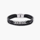 Pulsera de cuero trenzado negro y Rosa de los Vientos 21 cm