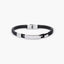 Pulsera hombre de cuero trenzado negro con chapa rectangular 21 cm