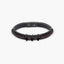 Pulsera cuero trenzado bicolor negro y marrón 21 cm