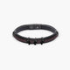 Pulsera cuero trenzado bicolor negro y marrón 21 cm