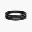 Pulsera cuero trenzado negro con chapa rectangular negra 21 cm