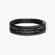 Pulsera cuero trenzado negro con chapa rectangular negra 21 cm