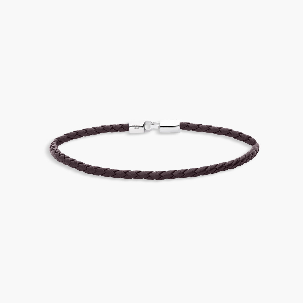 Pulsera de cuero trenzado marrón 21 cm