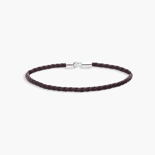 Pulsera de cuero trenzado marrón 21 cm