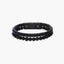 Pulsera de acero combinada con doble cuero bolitas negro 18-19 cm