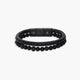 Pulsera de acero combinada con doble cuero bolitas negro 18-19 cm
