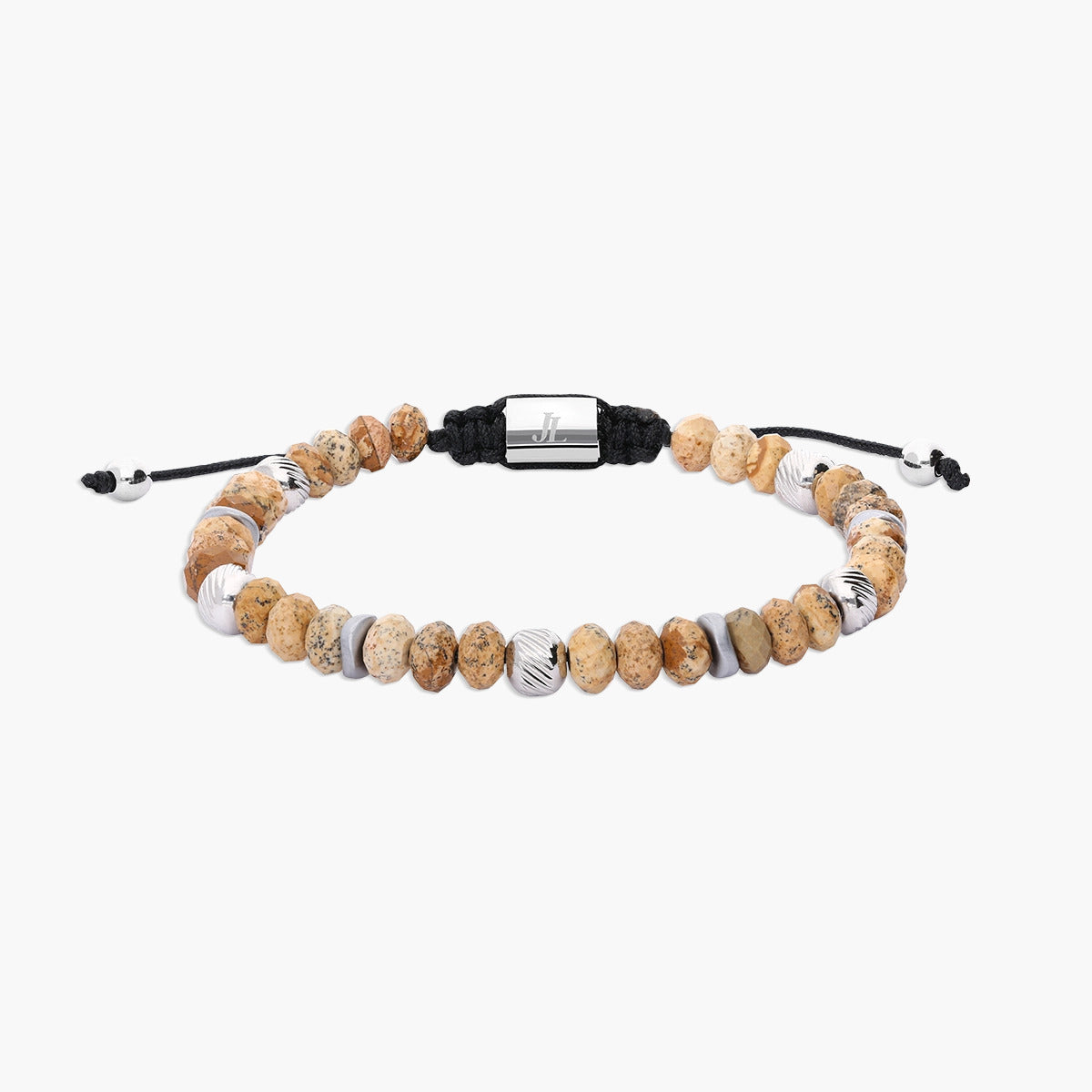 Pulsera de cuentas con piedras marrón y beige 19-28 cm