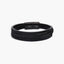 Pulsera de acero combinada con cuero negro trenzado 21 cm
