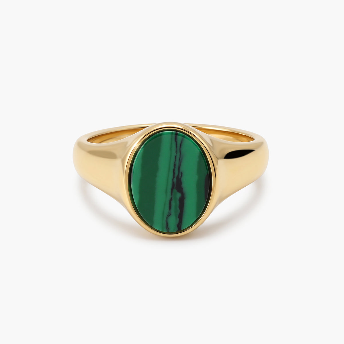 Sello de acero dorado malaquita 13 mm
