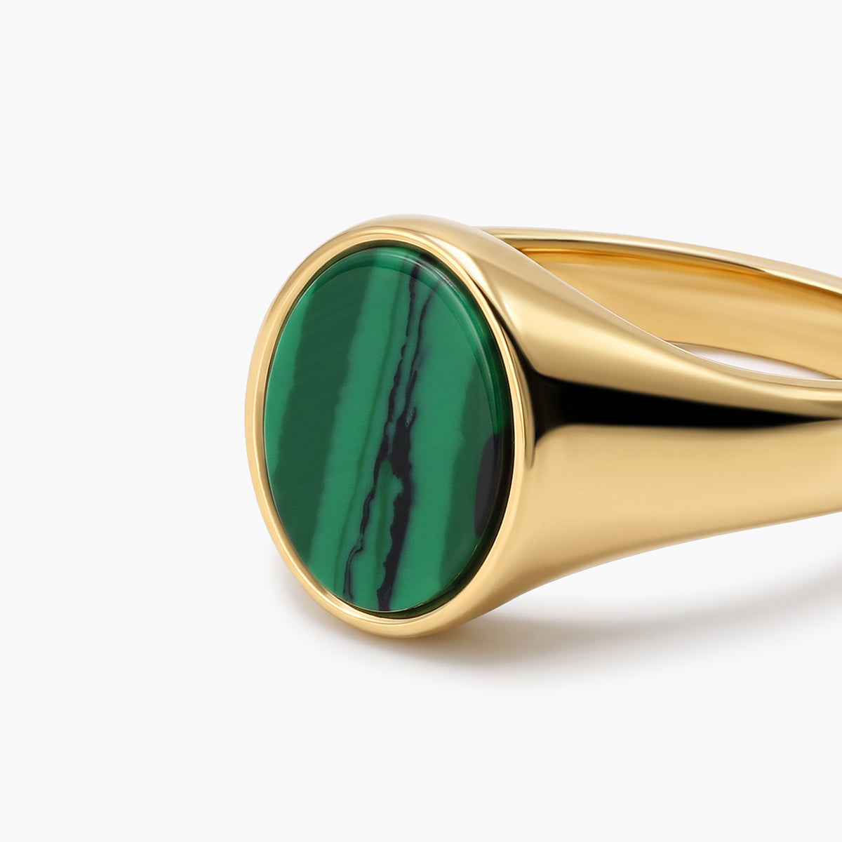 Sello de acero dorado malaquita 13 mm