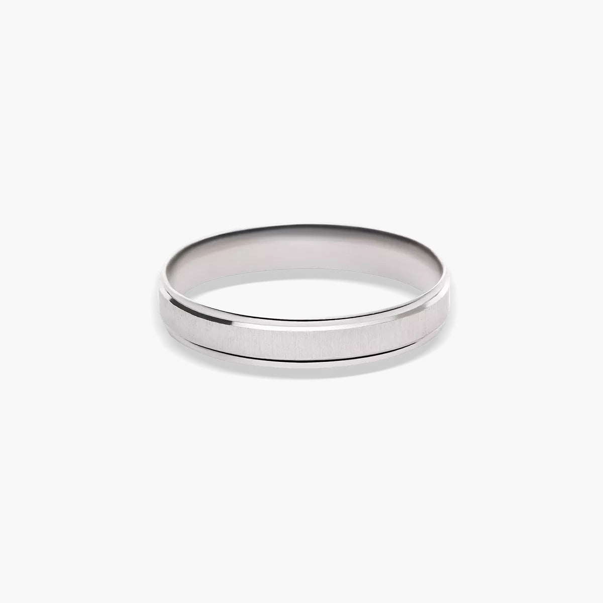 Alianza de oro blanco 18K 3 mm centro mate