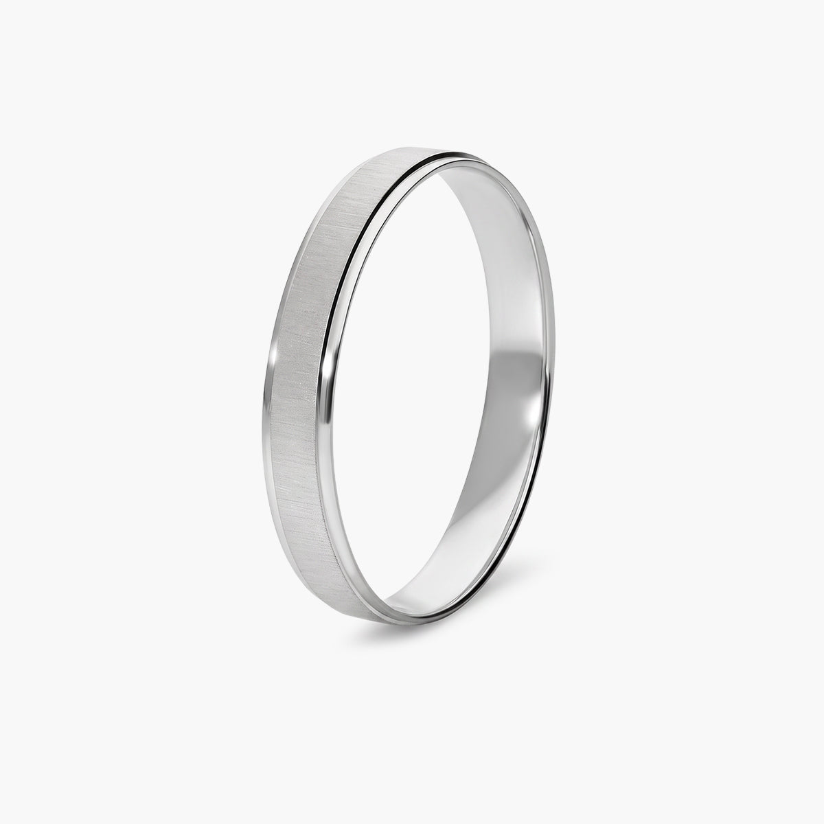 Alianza de oro blanco 18K 3 mm centro mate