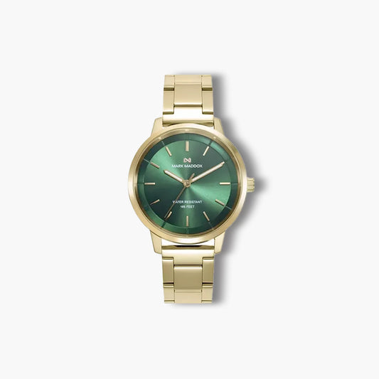 Reloj Mark Maddox Greenwich MM1019-67 acero dorado esfera verde