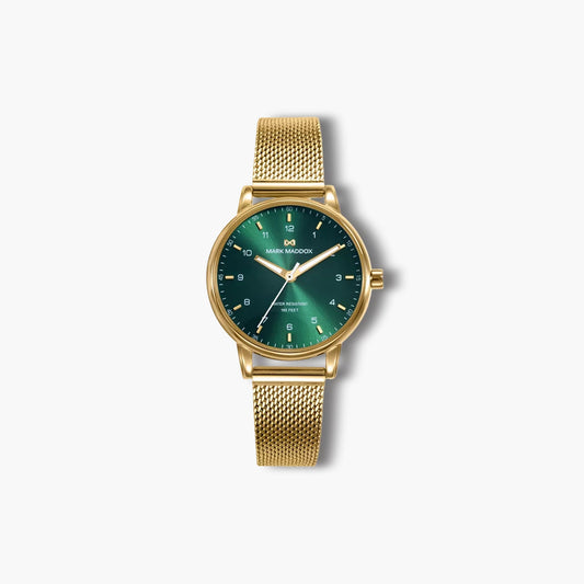 Reloj Mark Maddox Greenwich MM1022-64 acero dorado esfera verde