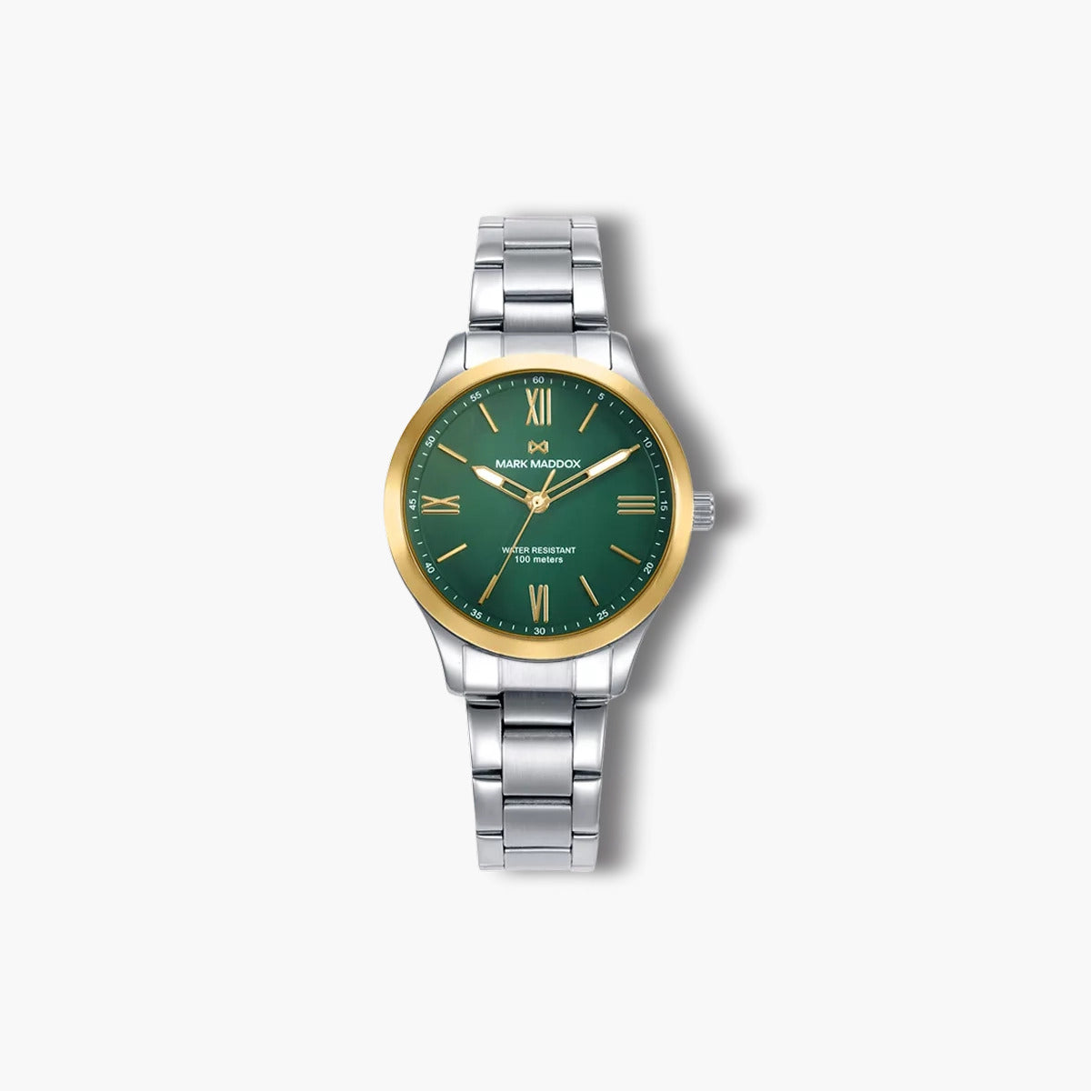 Reloj Mark Maddox Marais MM1024-63 acero esfera verde y dorada