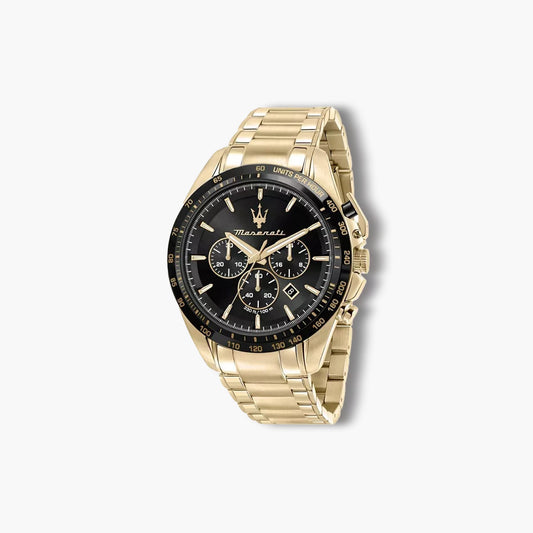 Reloj Maserati Traguardo R8873612041 acero dorado esfera negra