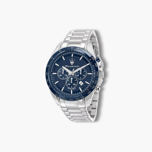 Reloj Maserati Traguardo R8873612043 cronógrafo acero esfera azul
