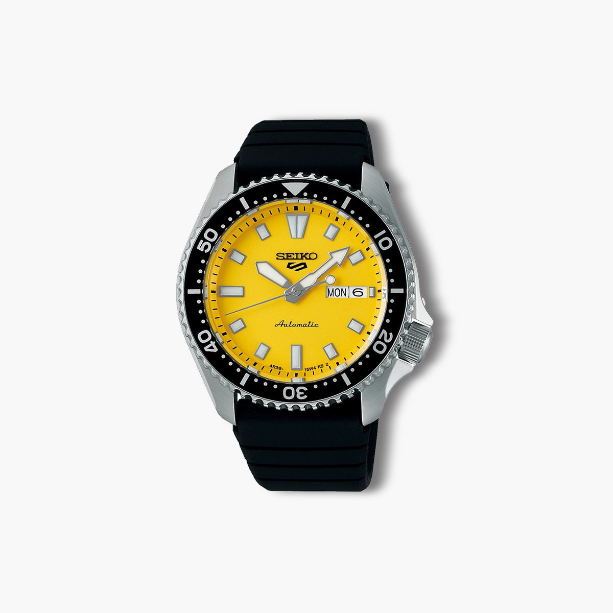 Reloj Seiko 5 Sports SRPL87K1 negro con esfera amarilla