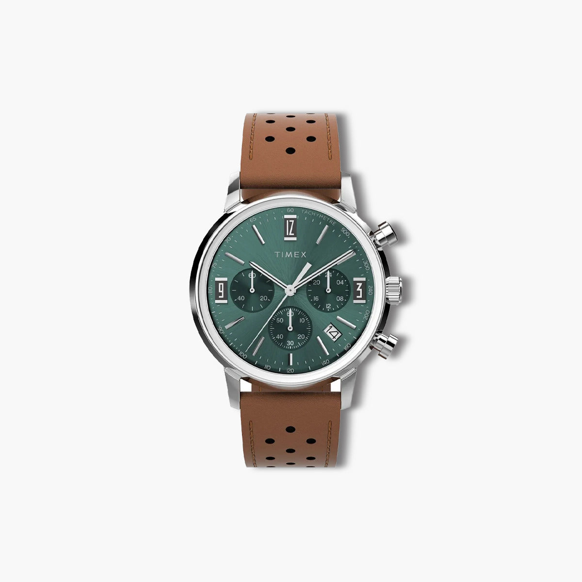 Reloj Timex Marlin TW2W10100A cronógrafo piel marrón esfera verde