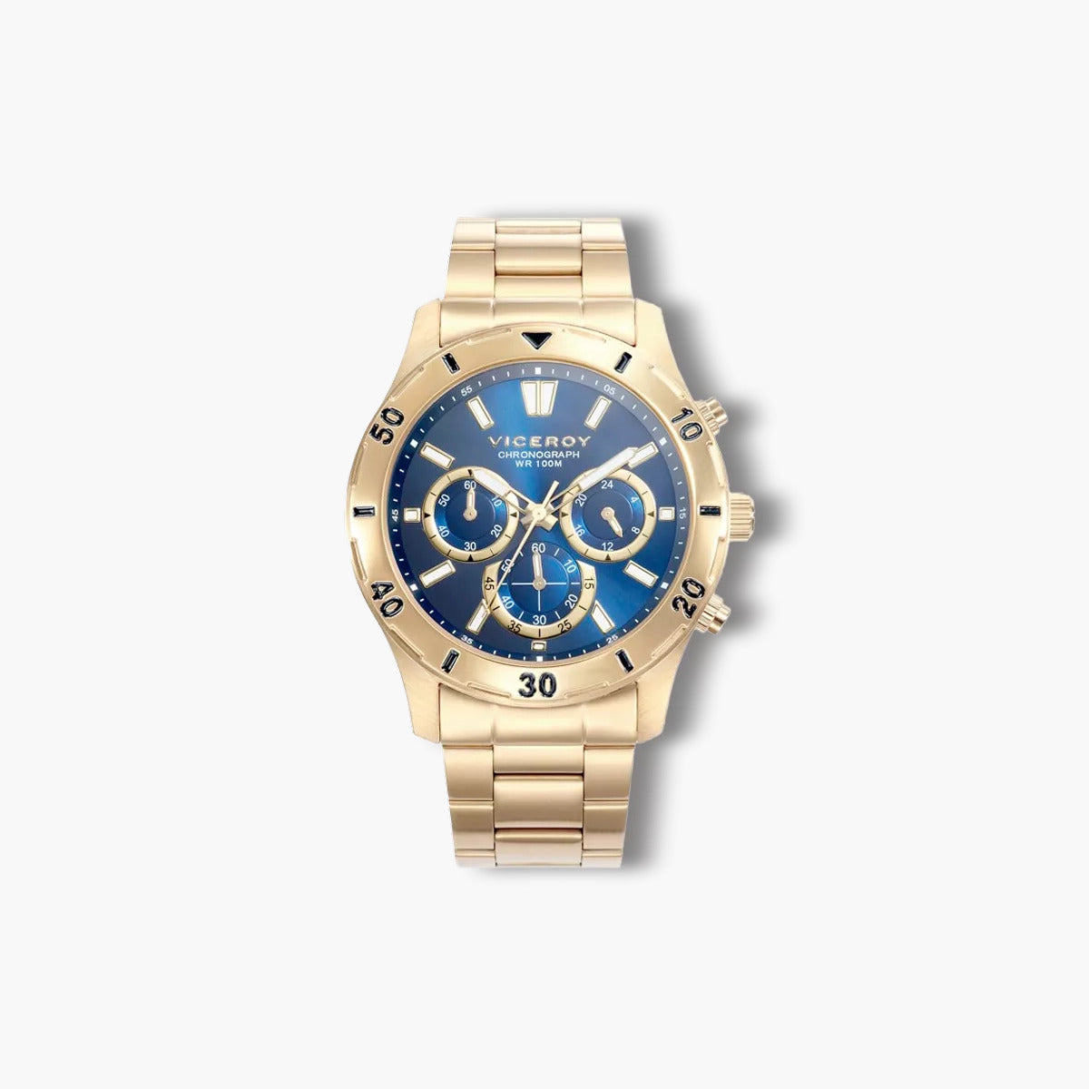 Reloj Viceroy Heat 401135-36 cronógrafo dorado y azul