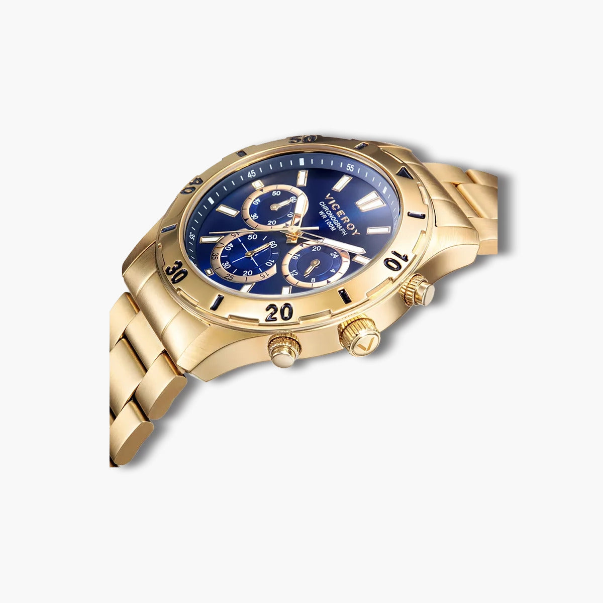Reloj Viceroy Heat 401135-36 cronógrafo dorado y azul