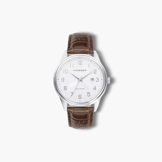 Reloj Viceroy Clásicos 401207-05 piel marrón esfera blanca