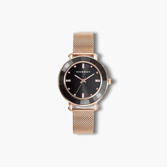 Reloj Viceroy Chic 41128-57 acero rosa esfera negra