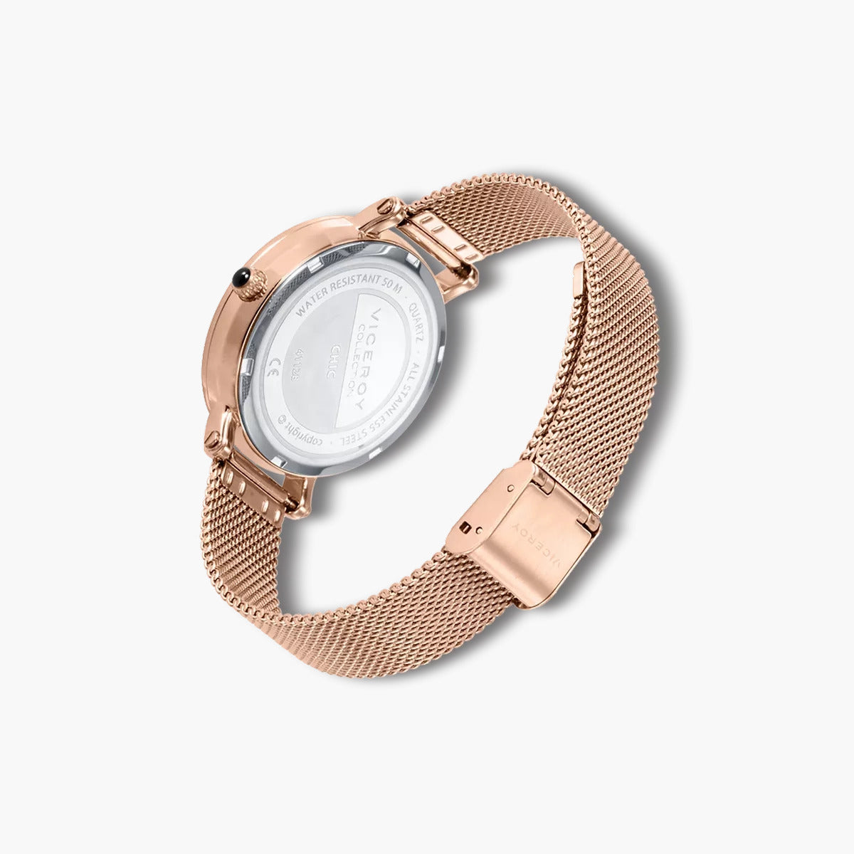 Reloj Viceroy Chic 41128-57 acero rosa esfera negra