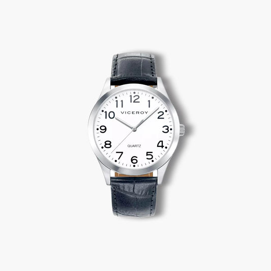 Reloj Viceroy Clásicos 42233-04 piel negra esfera blanca