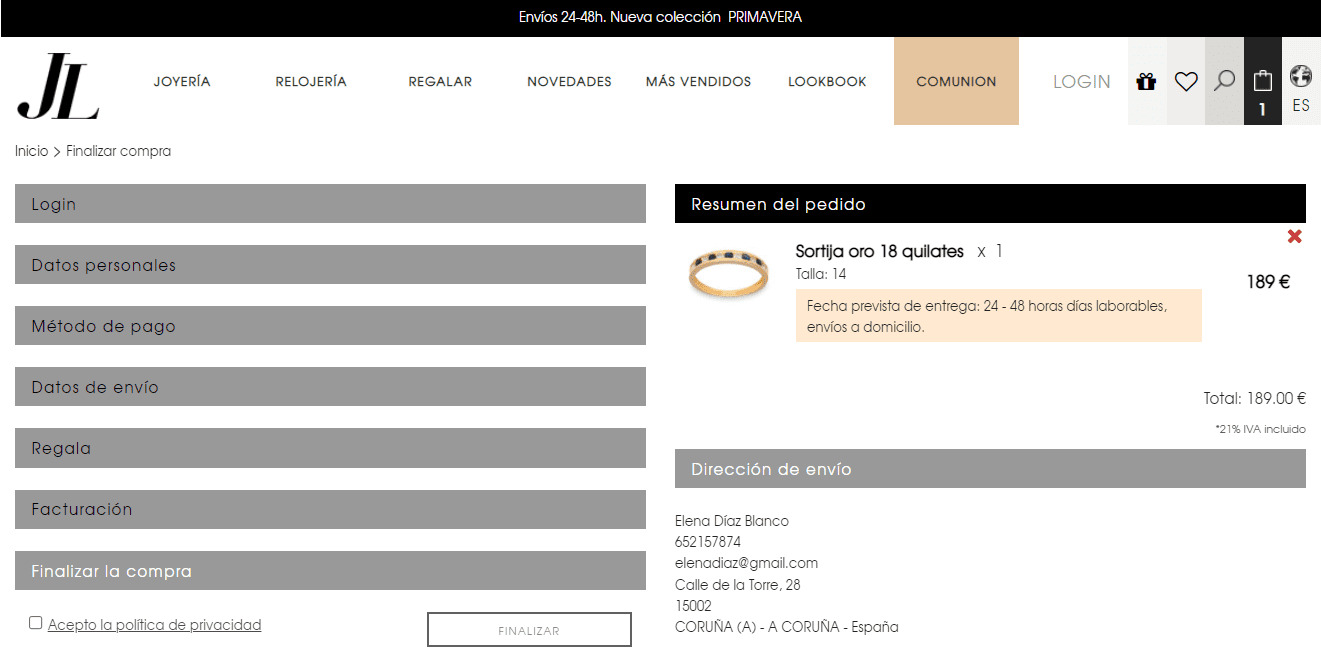 Finalizar compra