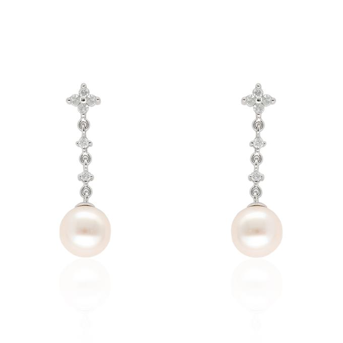 Pendientes perlas y diamantes