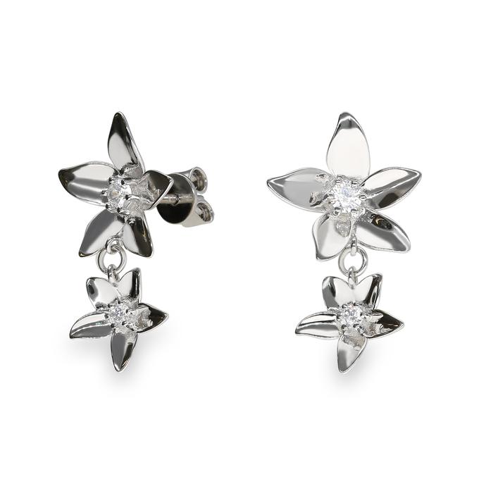 Pendientes flores plata